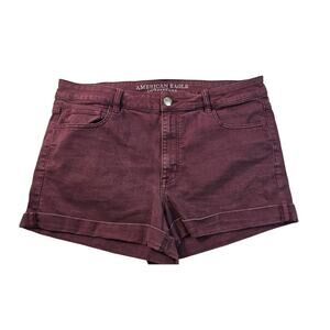 American eagle hi rise shortie super super stretch maroon red size 18 shorts EUC